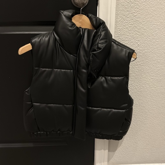 Zara black xs leather bomber vest new with tags - Picture 7 of 7